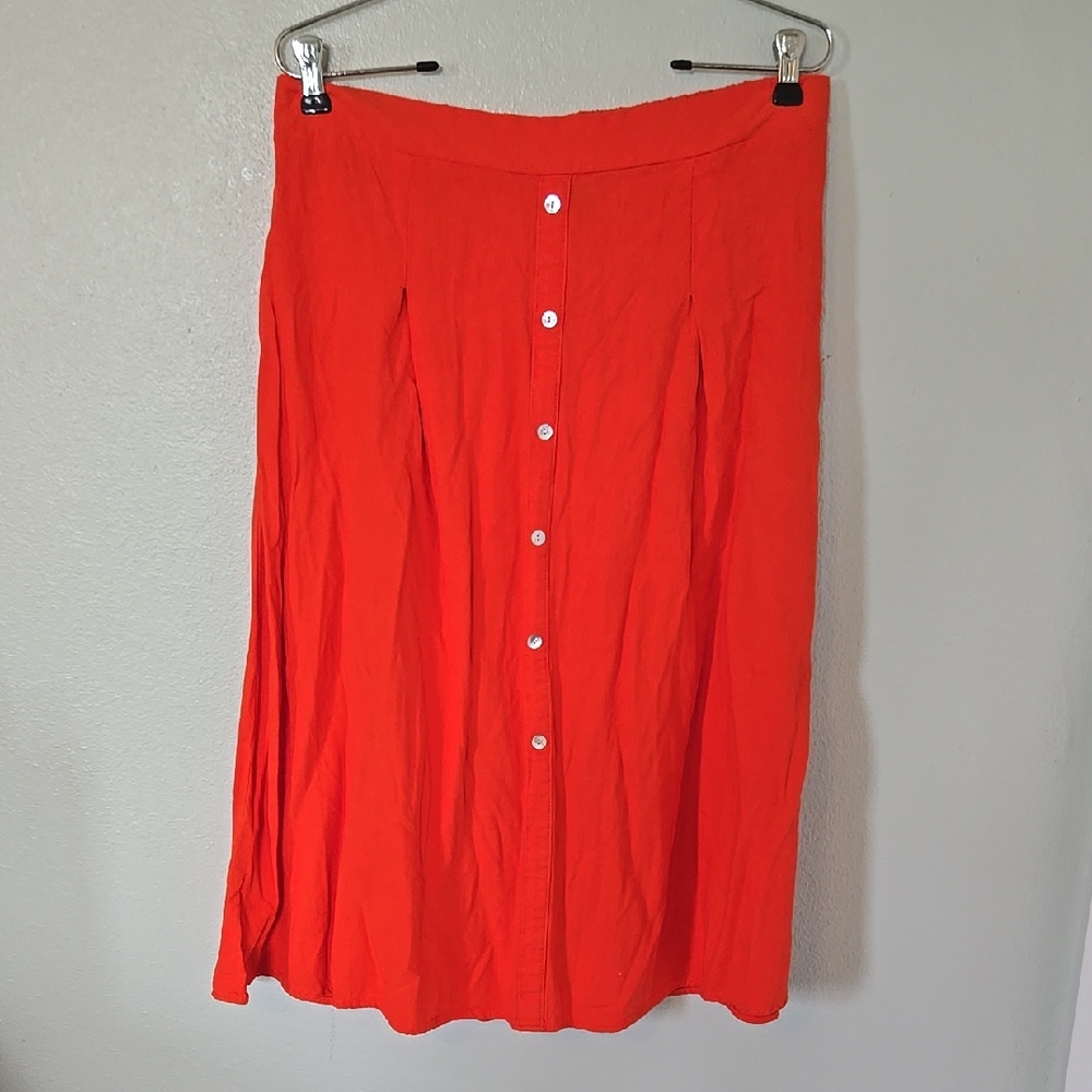 Vero Moda Bright Red Button-Front Midi Skirt
